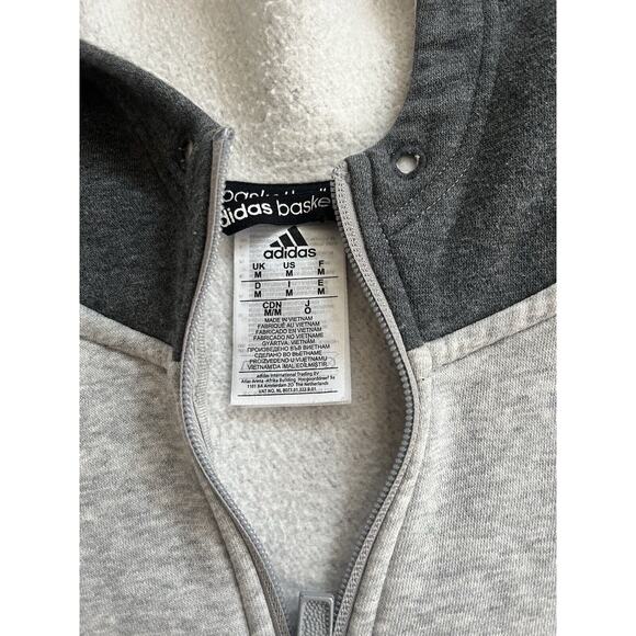 ADIDAS Men's (Size‎ Medium) Gray Full Zip Hoodie Hooded Sweatshirt Pockets Logo - Picture 4 of 4